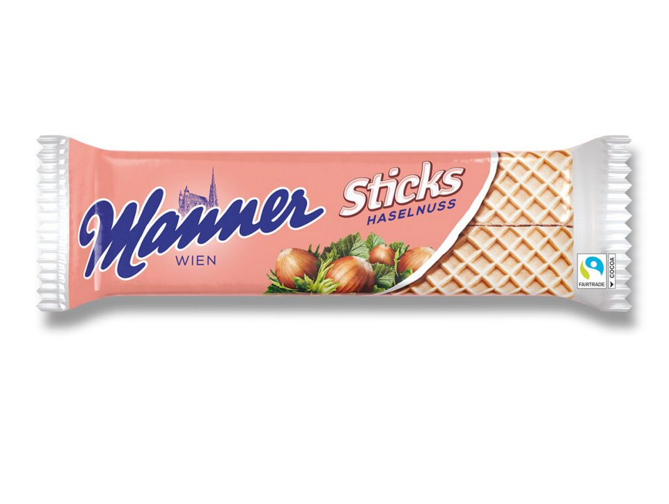 Sticks haselnuss - Oplatky s oříškovou náplní [Manner, 30 g]