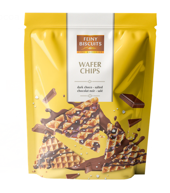 Vaflové lupínky s kakaovou polevou a solí [Feiny Biscuits, 70 g]