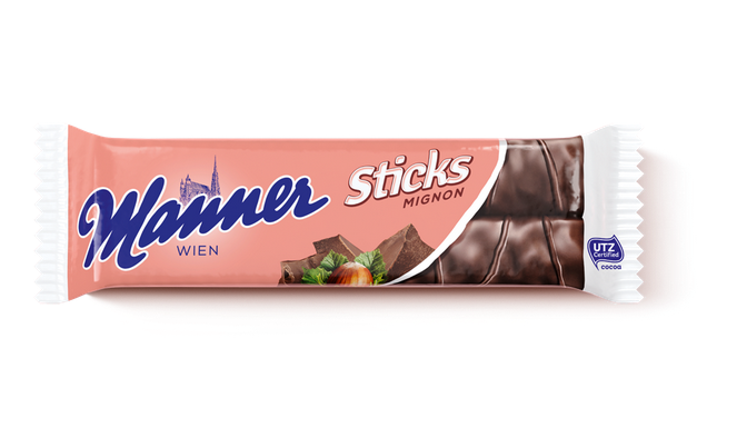 Sticks mignon - Oplatky s krémovou oříškovou náplní [Manner, 30 g]